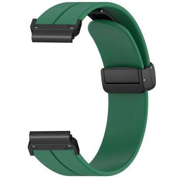 Coros Vertix 2 / Garmin Fenix 7X / 6X / 5X 26mm Watchband Magnetisk Buckle Silicone Strap - Militærgrøn