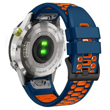 Garmin Fenix 7X / 7X Pro / 6X Quickfit 26 mm urrem med tre rækker huller i to farver - Sapphire Blue / Orange