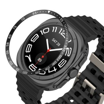 Type E for Samsung Galaxy Watch7 44mm Bezel Ring Metal Bezel Styling Dial Circle - Black / White Characters