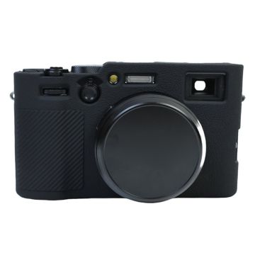 For Fujifilm X100VI Soft Silicone Case Litchi Texture Camera Protective Sleeve - Black