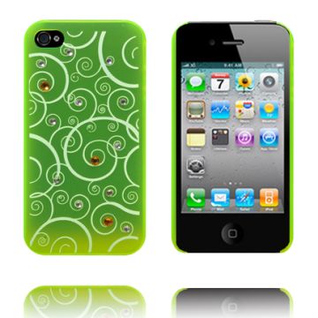 Hvide Spiraler - Mat Transparent (Lys Grønn) Iphone 4S Cover