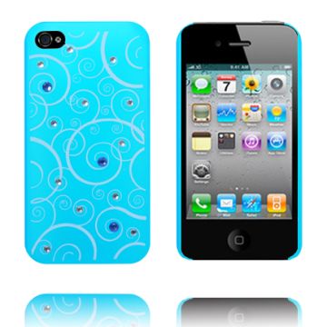 White Spirals - Matt Transparent (Lyse Blå) Iphone 4S Cover