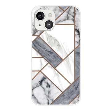 Marble design iPhone 14 cover - Grå / Hvid Marmorflise