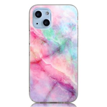 Marble design iPhone 14 cover - Lyserød Grøn Marmor