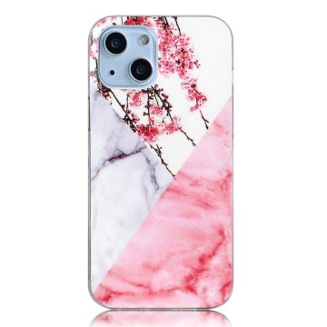 Marble design iPhone 14 cover - Blommeblomst / Marmor