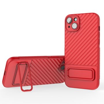 iPhone 14 Kickstand Phone Case Camera Lens Protector Rugged Flexible Back Cover - Sort