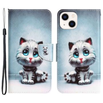 Wonderland iPhone 14 flip etui - Kat Med Blå Øjne