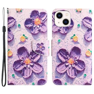 Wonderland iPhone 14 flip etui - Lilla Blomst