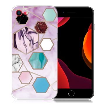 Marble design iPhone SE 2020 & iPhone 7 cover - Sekskantede Fragmenter I Lilla