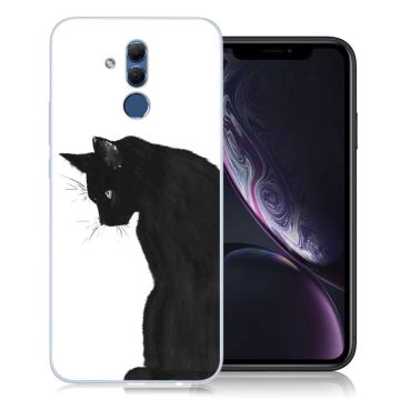 Huawei Mate 20 Lite beskyttelsesetui i silikone med mønster - Sort kat