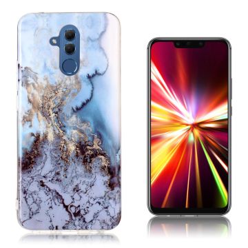 Huawei Mate 20 Lite beskyttelsesetui i silikone med marmor mønster - Mørkeblå