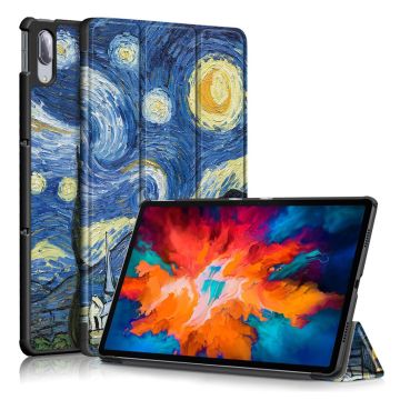 Lenovo Tab P11 Pro læderetui med tredobbelt mønster - Stjerneklar Nat