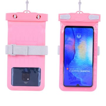 Universal waterproof pouch with lanyard for 7.2inch smartphones - Pink