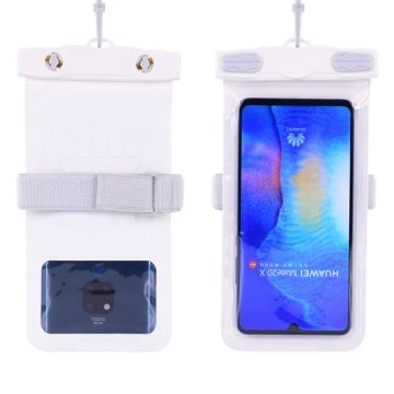 Universal waterproof pouch with lanyard for 7.2inch smartphones - White