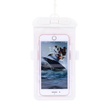 Universal waterproof pouch with lanyard for 5.2-6.44 inch smartphones - White