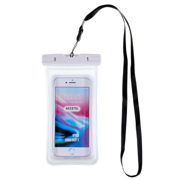 Universal waterproof bag with lanyard for 6-inch smartphone - White