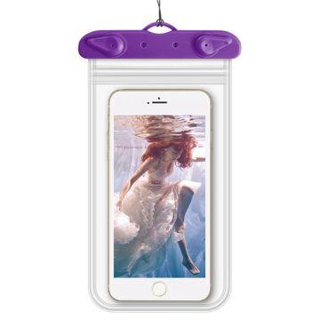 Universal dual-layer waterproof phone pouch with strap - Purple