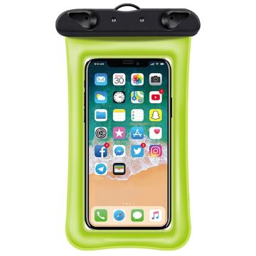 Universal waterproof pouch for smartphone with lanyard - Green