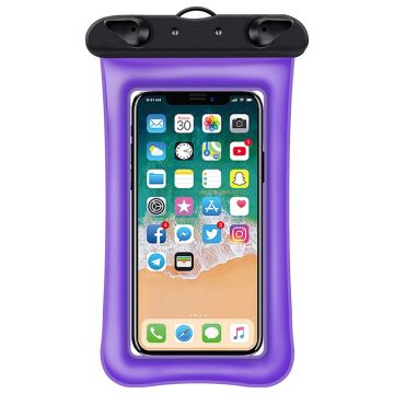 Universal waterproof pouch for smartphone with lanyard - Purple