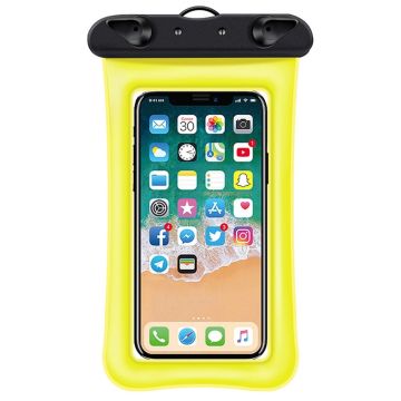 Universal waterproof pouch for smartphone with lanyard - Yellow