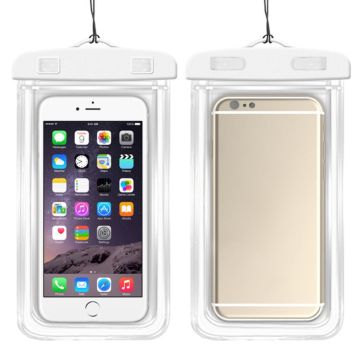 Universal luminous waterproof bag for 7.2 inch smartphone - White