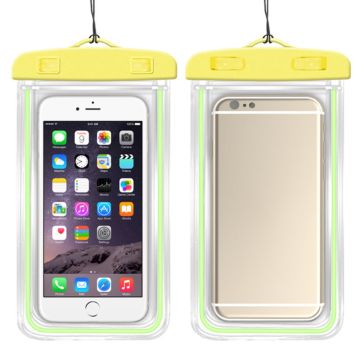 Universal luminous waterproof bag for 7.2 inch smartphone - Yellow