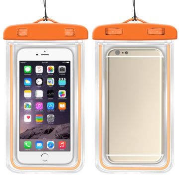 Universal luminous waterproof bag for 7.2 inch smartphone - Orange