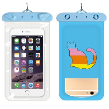 Universal cartoon pattern waterproof pouch for 6-inch smartphone with strap - Rainbow Cat