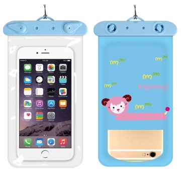 Universal cartoon pattern waterproof pouch for 6-inch smartphone with strap - Antelope