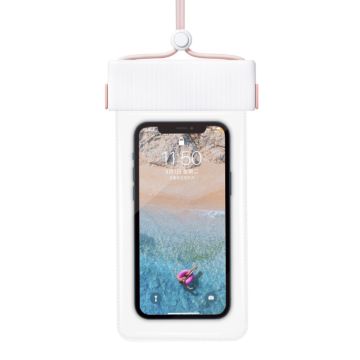 Universal IPX8 waterproof stripe style phone pouch for 7 inch phones - White