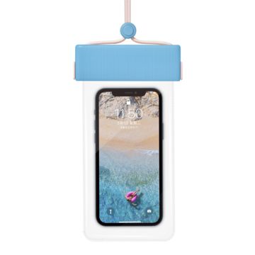 Universal IPX8 waterproof stripe style phone pouch for 7 inch phones - Baby Blue