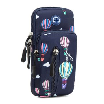 Universal elastic armband hot air balloon pattern style phone pouch - Dark Blue / Size: L