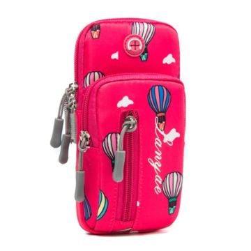 Universal elastic armband hot air balloon pattern style phone pouch - Rose / Size: L