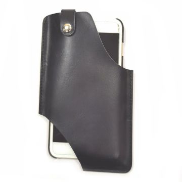 Universal leather waist phone pouch - Black Size: L