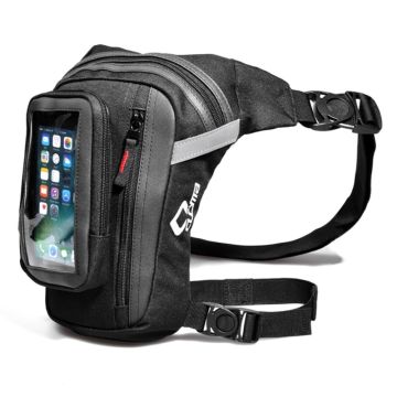 Motorcycle waist leg bag with touch screen phone pocket