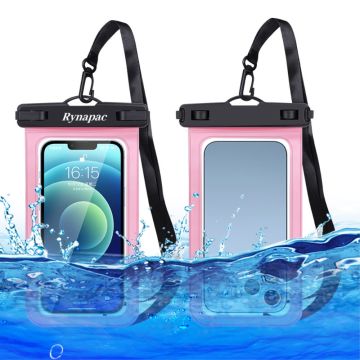 Universal waterproof IPX8 dive case for 6-inch phone with lanyard - Pink