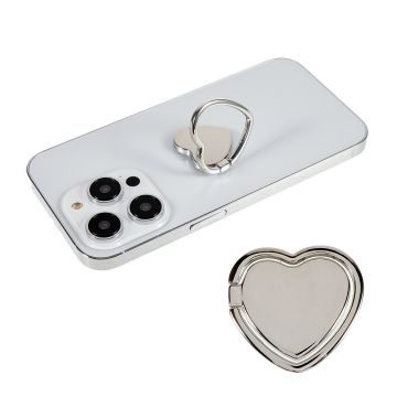 Love Heart shape rotatable smartphone ring holder - Silver