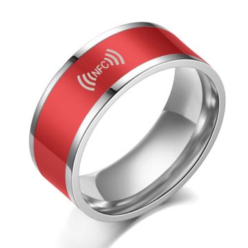 Smart editable stainless steel NFC ring - Red / 12#