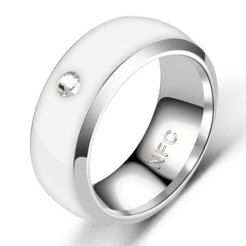 Smart editable stainless steel multifunctional NFC ring - White / 9#