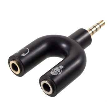 Universel U-formet 3.5mm stereo lyd hanstik til 2 hunstik høretelefoner/mikrofon splitter