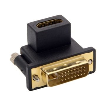 Universel CY DV-041-UP 90 graders opadvinklet DVI hanstik til HDMI hunstik adapter til computer, HDTV og grafikkort