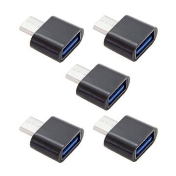 Universel CY UC-086 Type-C til USB 2.0 480Mbps OTG adapter stik til telefon, tablet, USB kable og Flash Disk - 5 stk, Sort