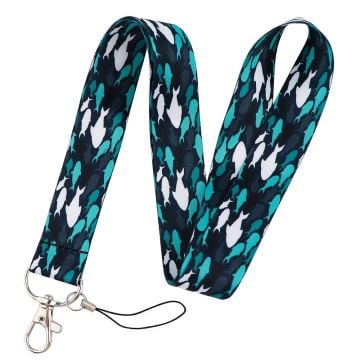 Universal whale pattern phone lanyard - School of Fishes in Blue and White