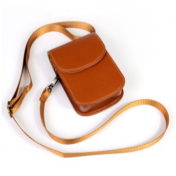 Universal leather camera case with strap - Brown