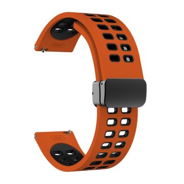 22mm Universal dual color silicone strap with black buckle - Orange / Black