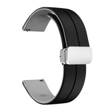 22mm Universal dual color silicone strap with silver buckle - Black / Grey