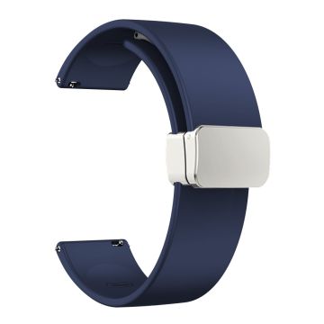 22mm Universal simple silicone strap with silver buckle - Midnight Blue