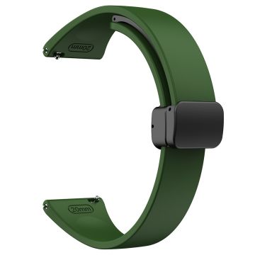 20mm Universal silicone strap with black buckle - Army Green