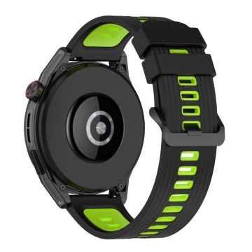 22 mm silikonestribet rem til Huawei / Samsung / Garmin - Sort / Lime