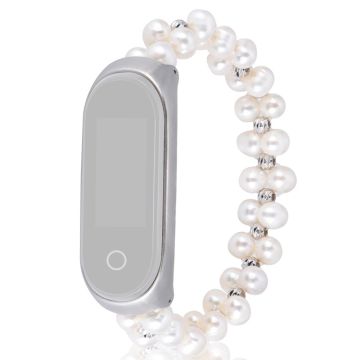 Xiaomi Mi Smart Band 6 / 5 elegant faux perle urrem - Hvid